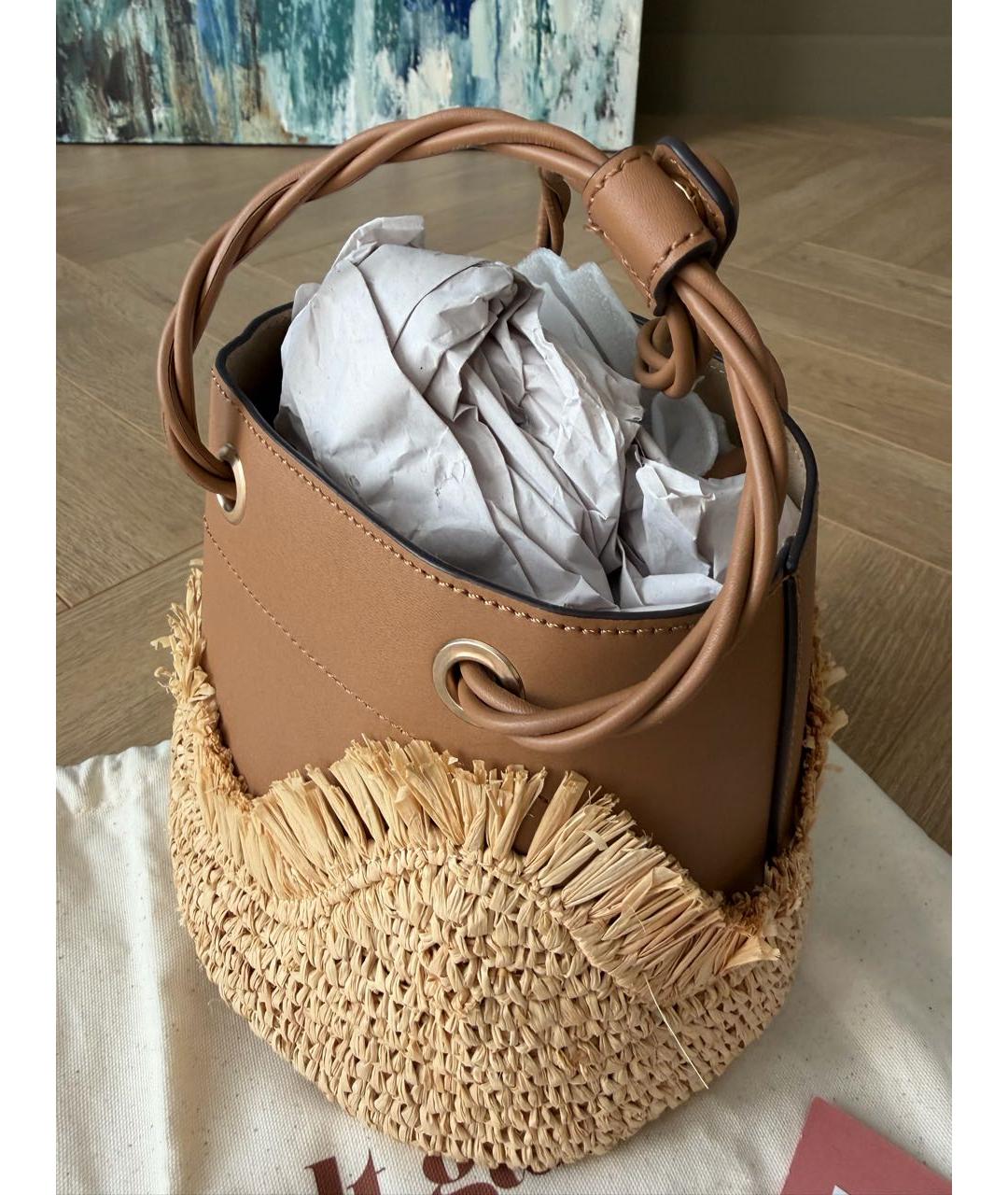 CULT GAIA Бежевая кожаная сумка с короткими ручками, фото 4