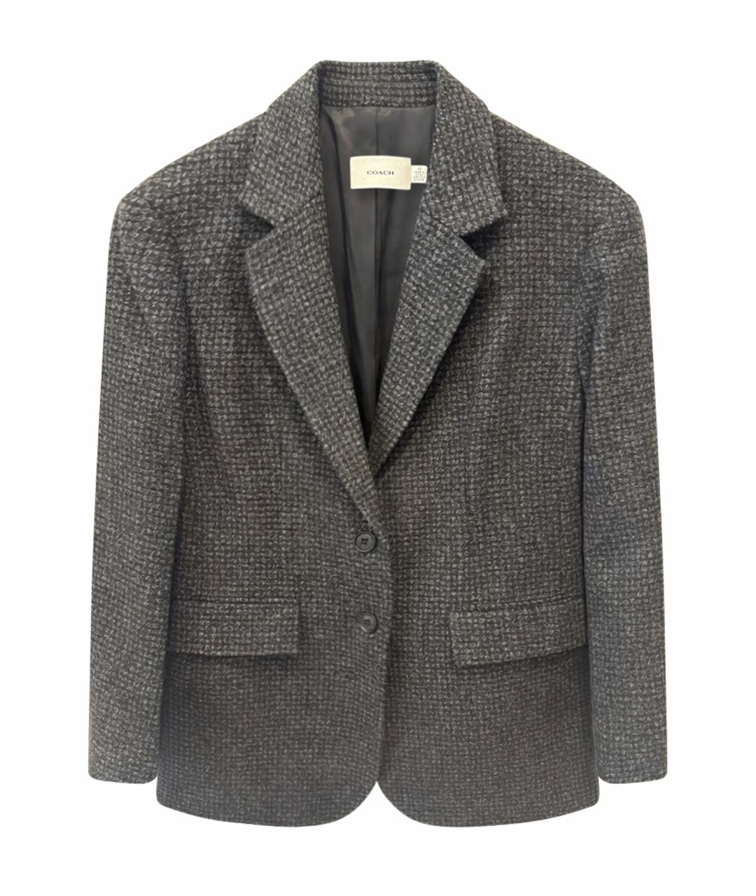 COACH Серый шерстяной жакет/пиджак, фото 1