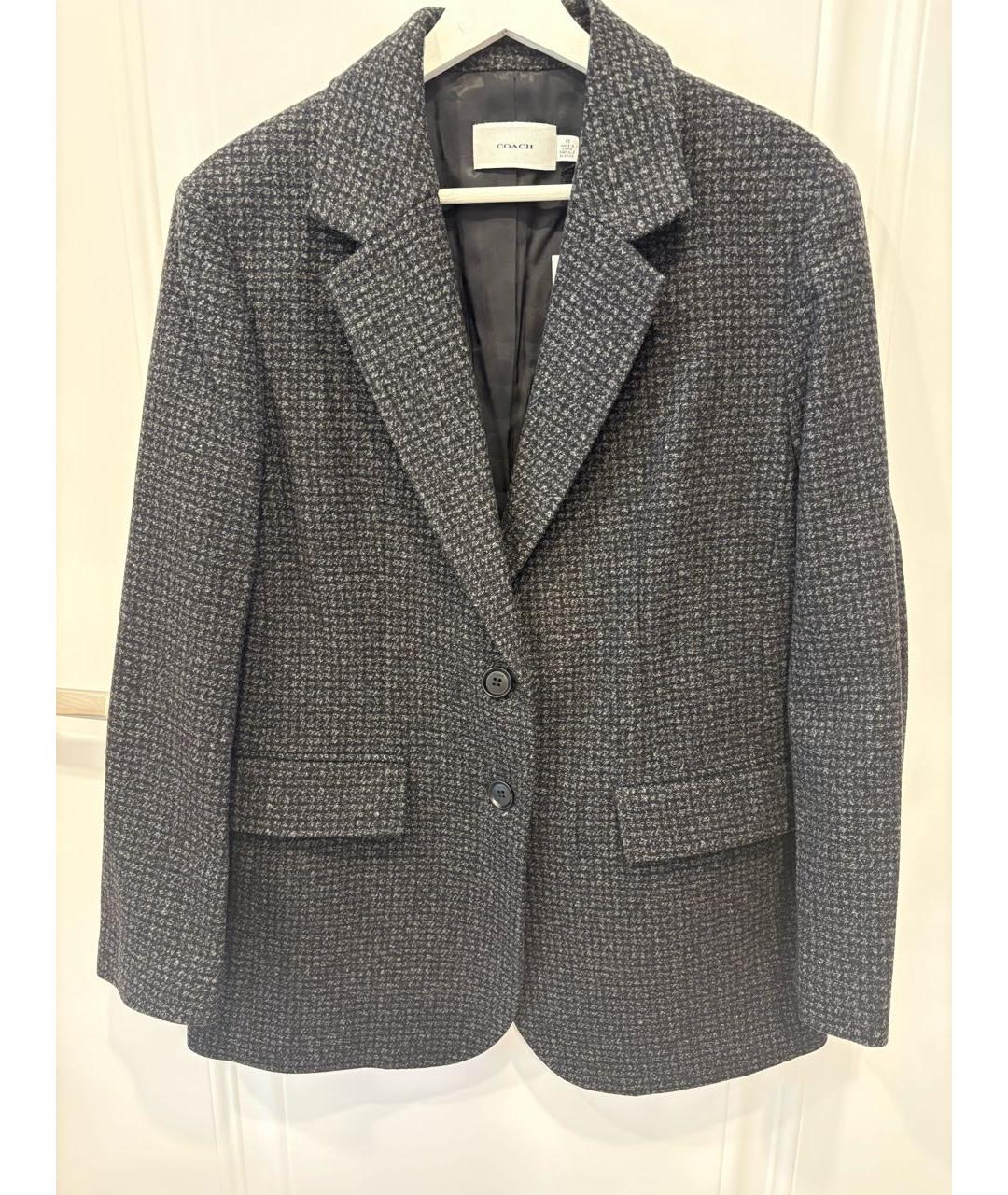 COACH Серый шерстяной жакет/пиджак, фото 9