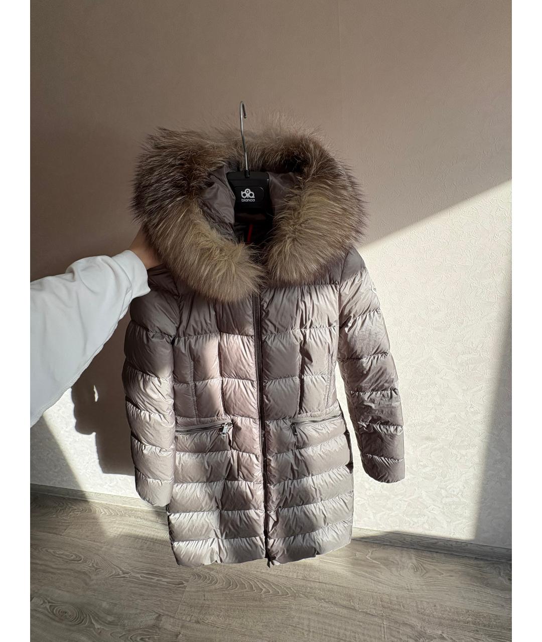 MONCLER Серый полиамидовый пуховик, фото 4