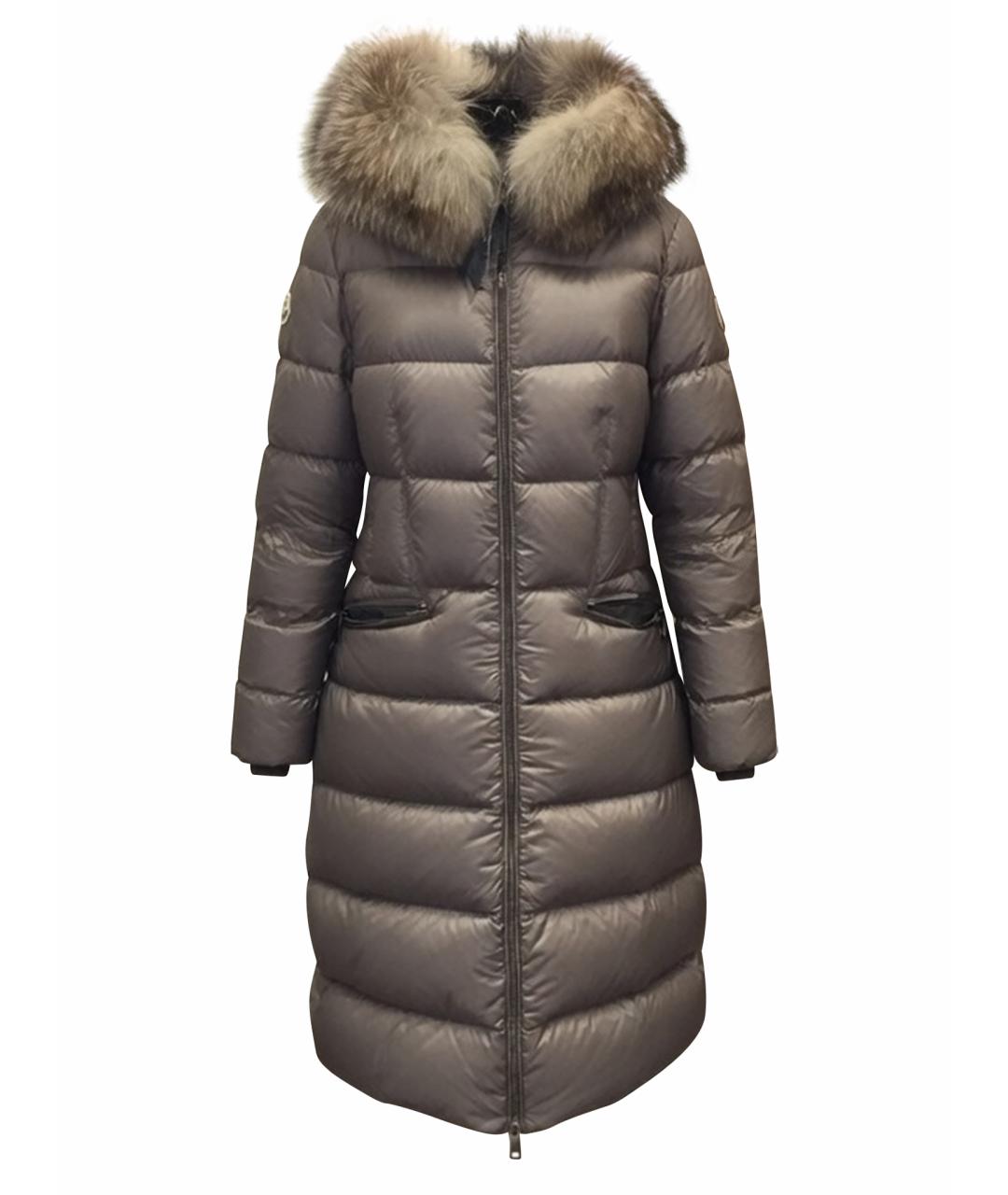 MONCLER Серый полиамидовый пуховик, фото 1