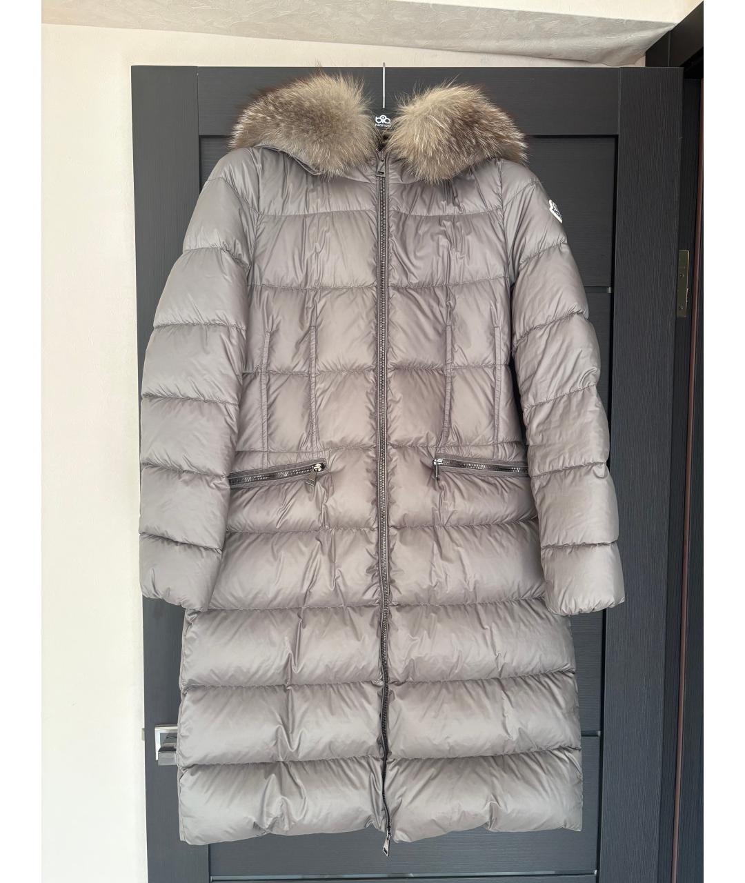 MONCLER Серый полиамидовый пуховик, фото 2