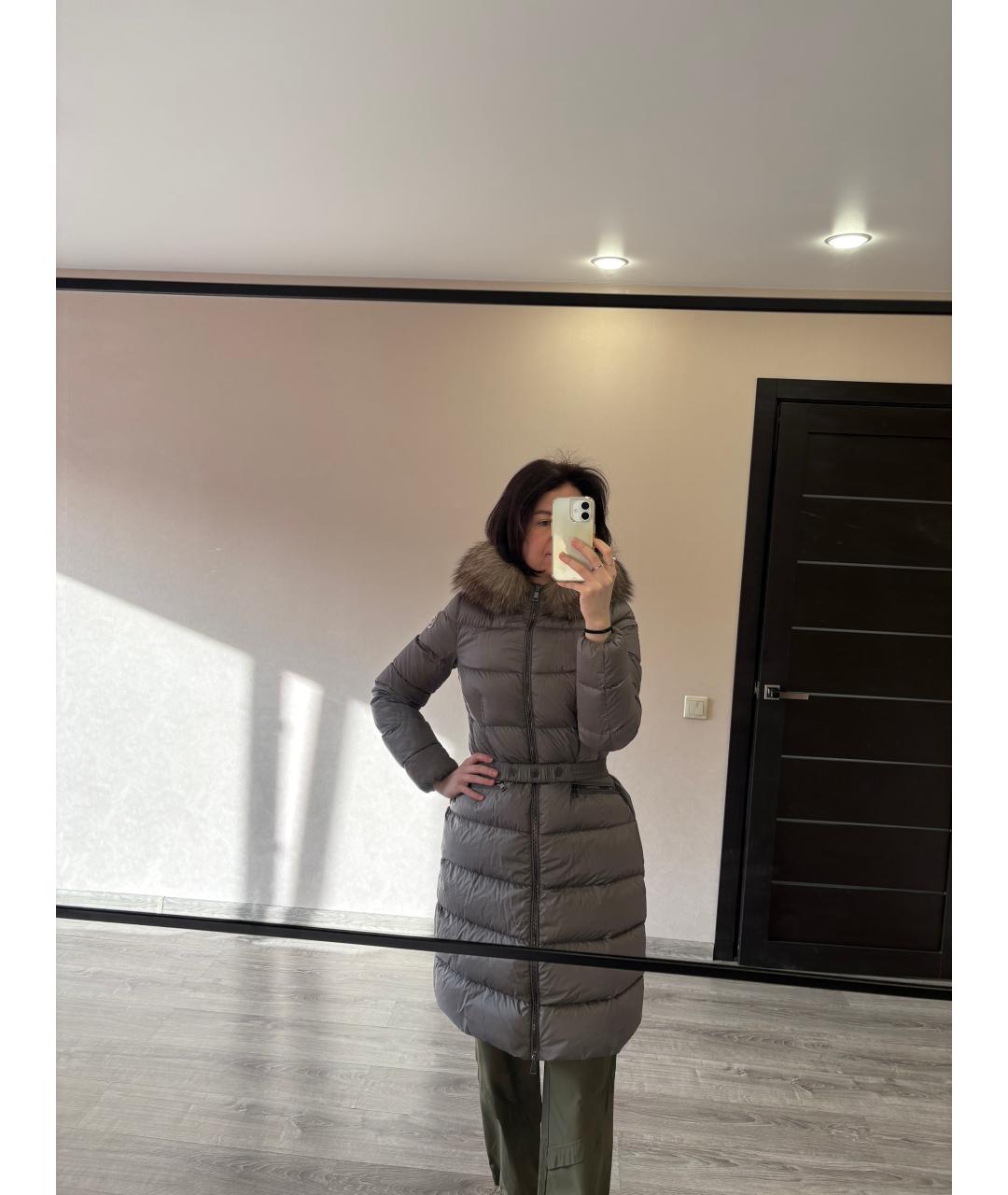 MONCLER Серый полиамидовый пуховик, фото 5