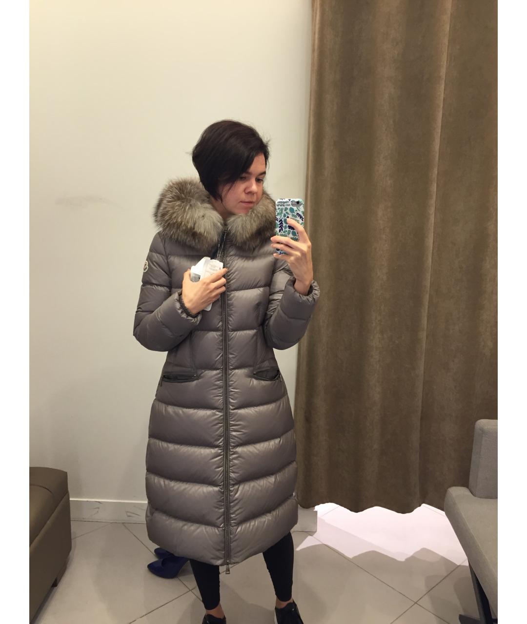 MONCLER Серый полиамидовый пуховик, фото 6