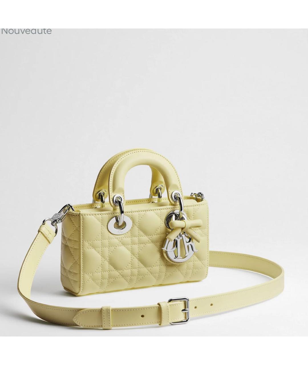 CHRISTIAN DIOR Желтая кожаная сумка через плечо, фото 2