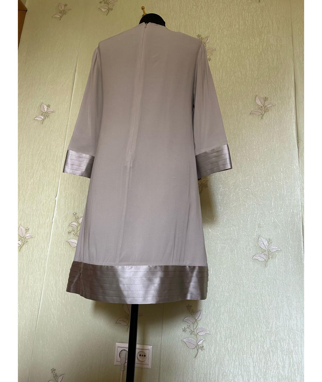 BURBERRY Серое шелковое повседневное платье, фото 4