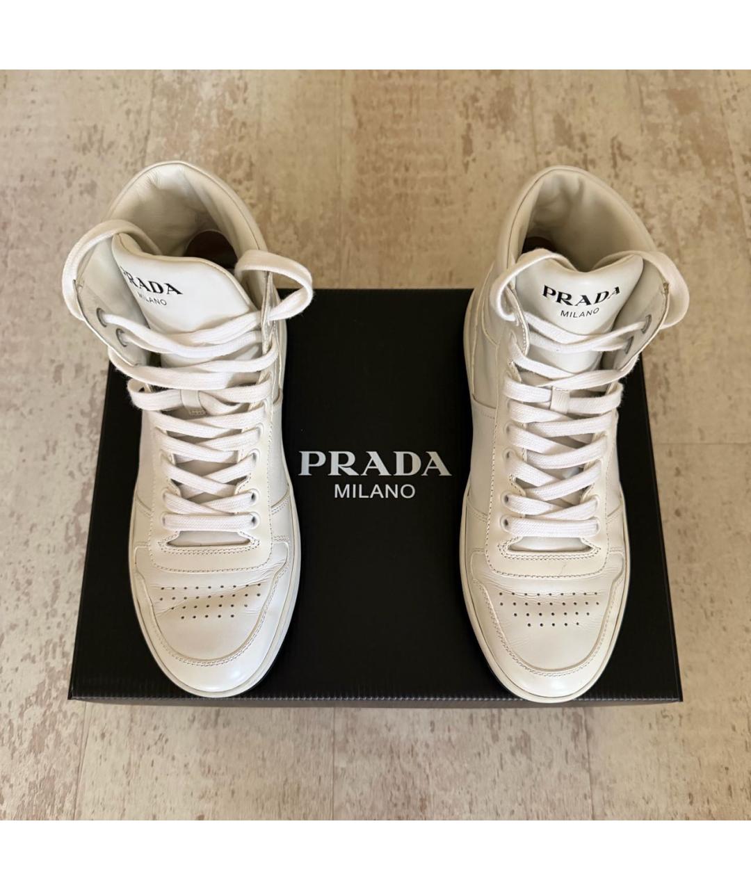 PRADA Белые кожаные кеды, фото 2