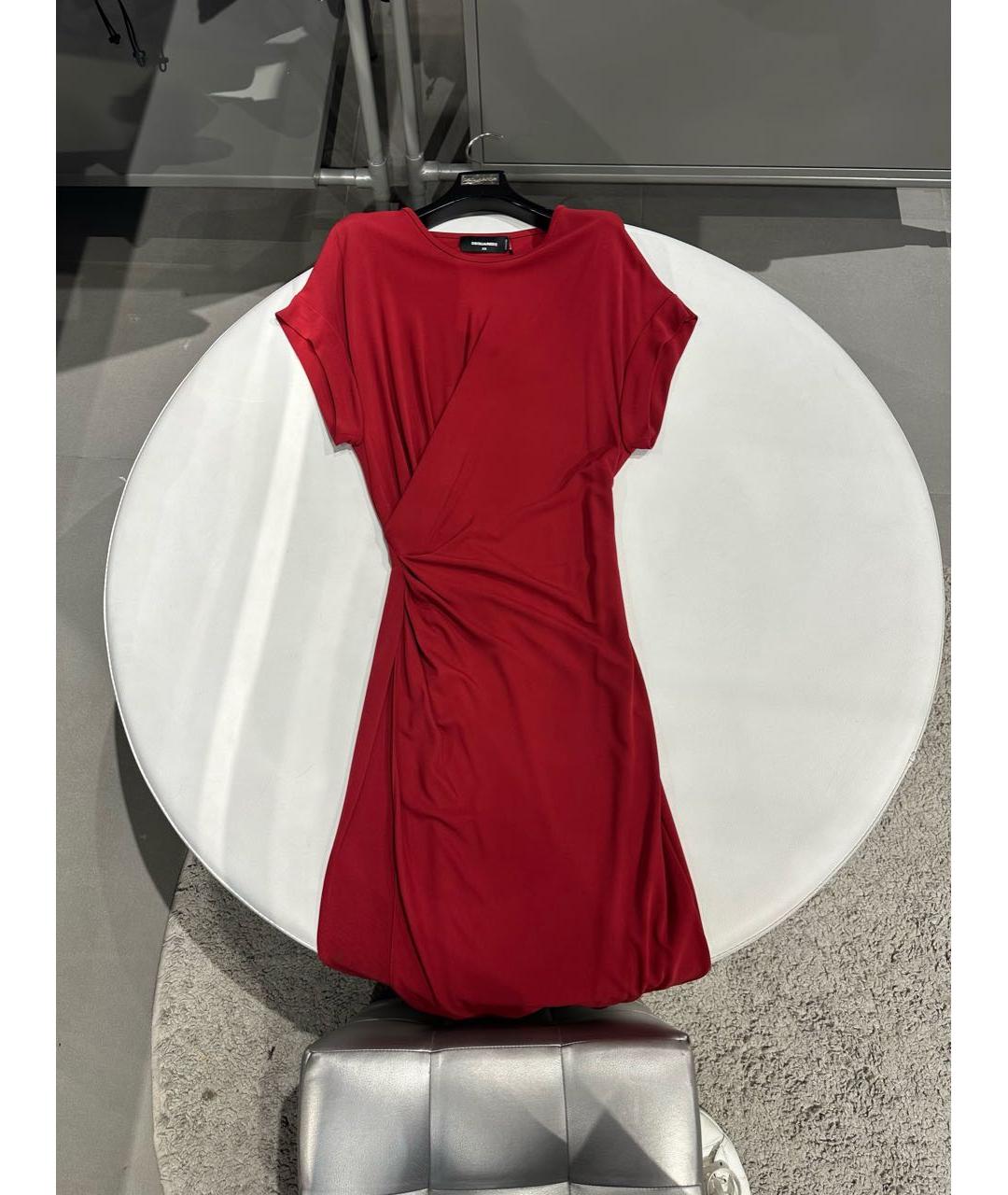 DSQUARED2 Бордовое вискозное повседневное платье, фото 5