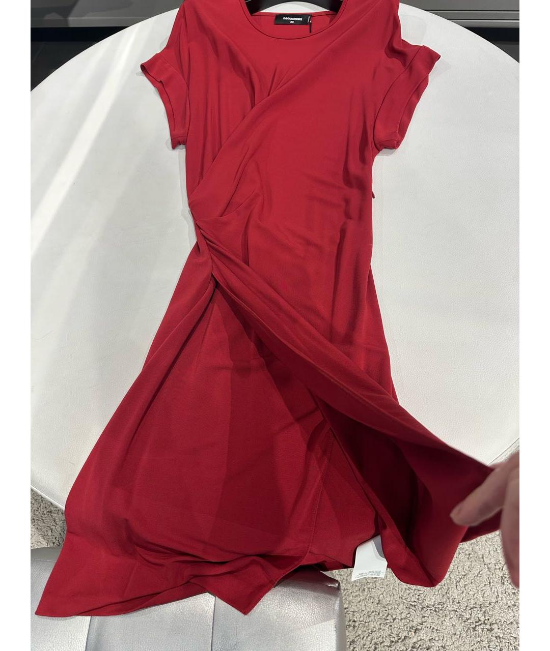 DSQUARED2 Бордовое вискозное повседневное платье, фото 4
