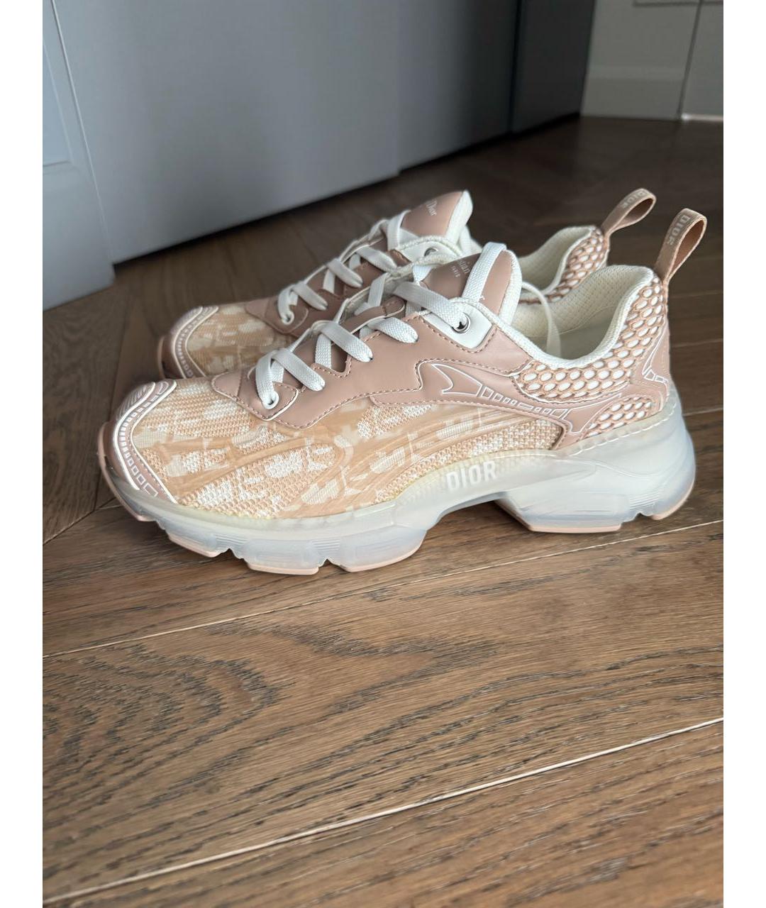 CHRISTIAN DIOR Бежевые кожаные кроссовки, фото 2