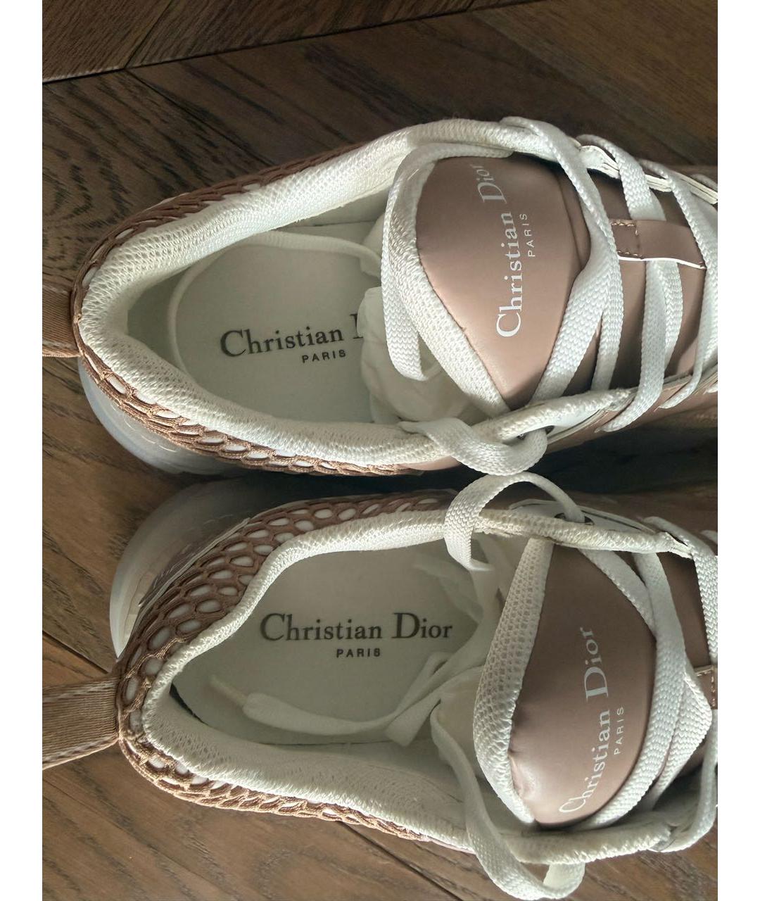 CHRISTIAN DIOR Бежевые кожаные кроссовки, фото 6