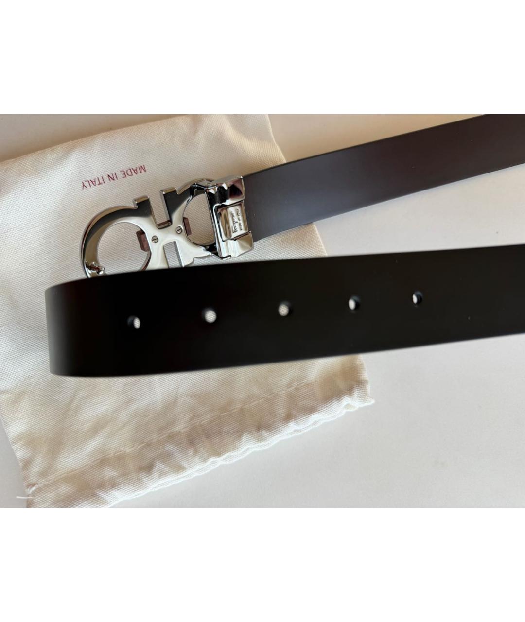 FERRAGAMO Черный кожаный ремень, фото 6