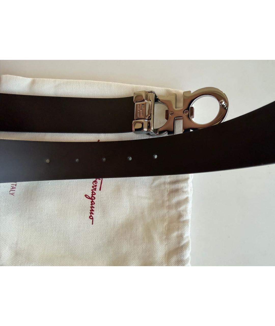 FERRAGAMO Черный кожаный ремень, фото 4