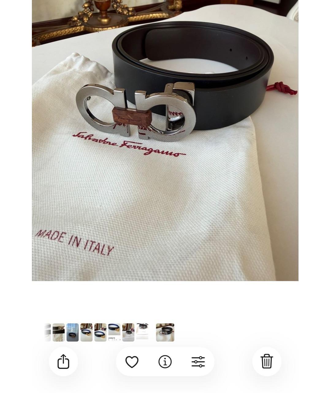 FERRAGAMO Черный кожаный ремень, фото 8