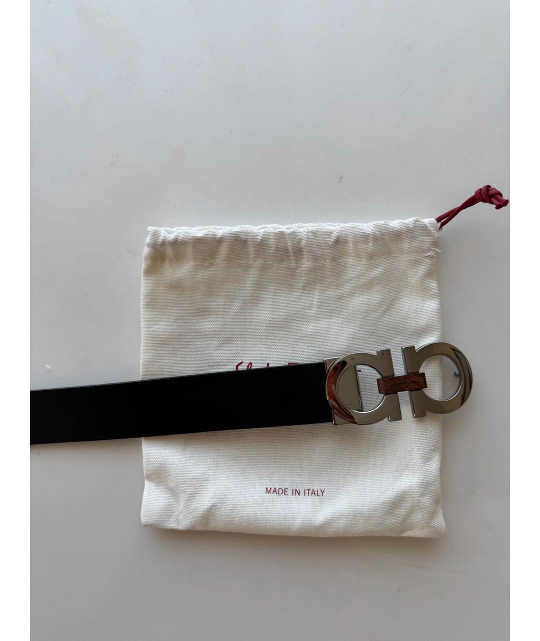 FERRAGAMO Черный кожаный ремень, фото 5