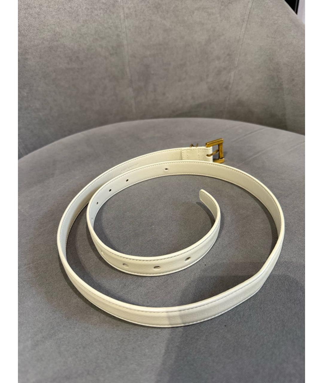 SAINT LAURENT Белый кожаный ремень, фото 3