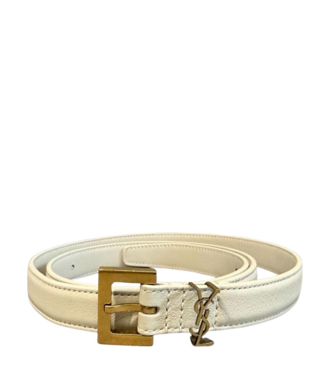 SAINT LAURENT Белый кожаный ремень, фото 1