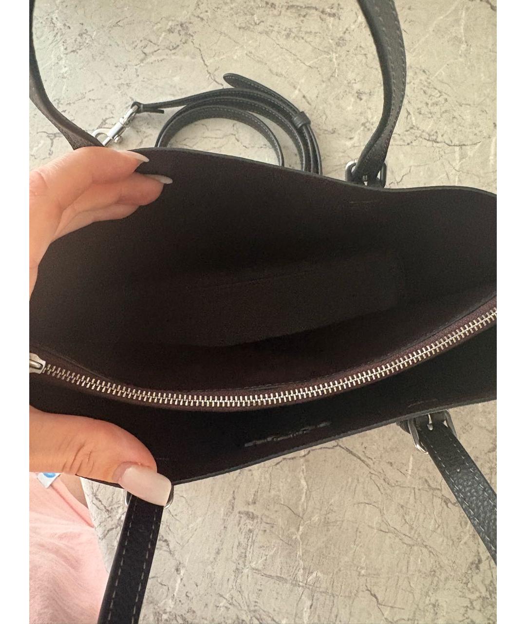 COACH Черная кожаная сумка тоут, фото 4