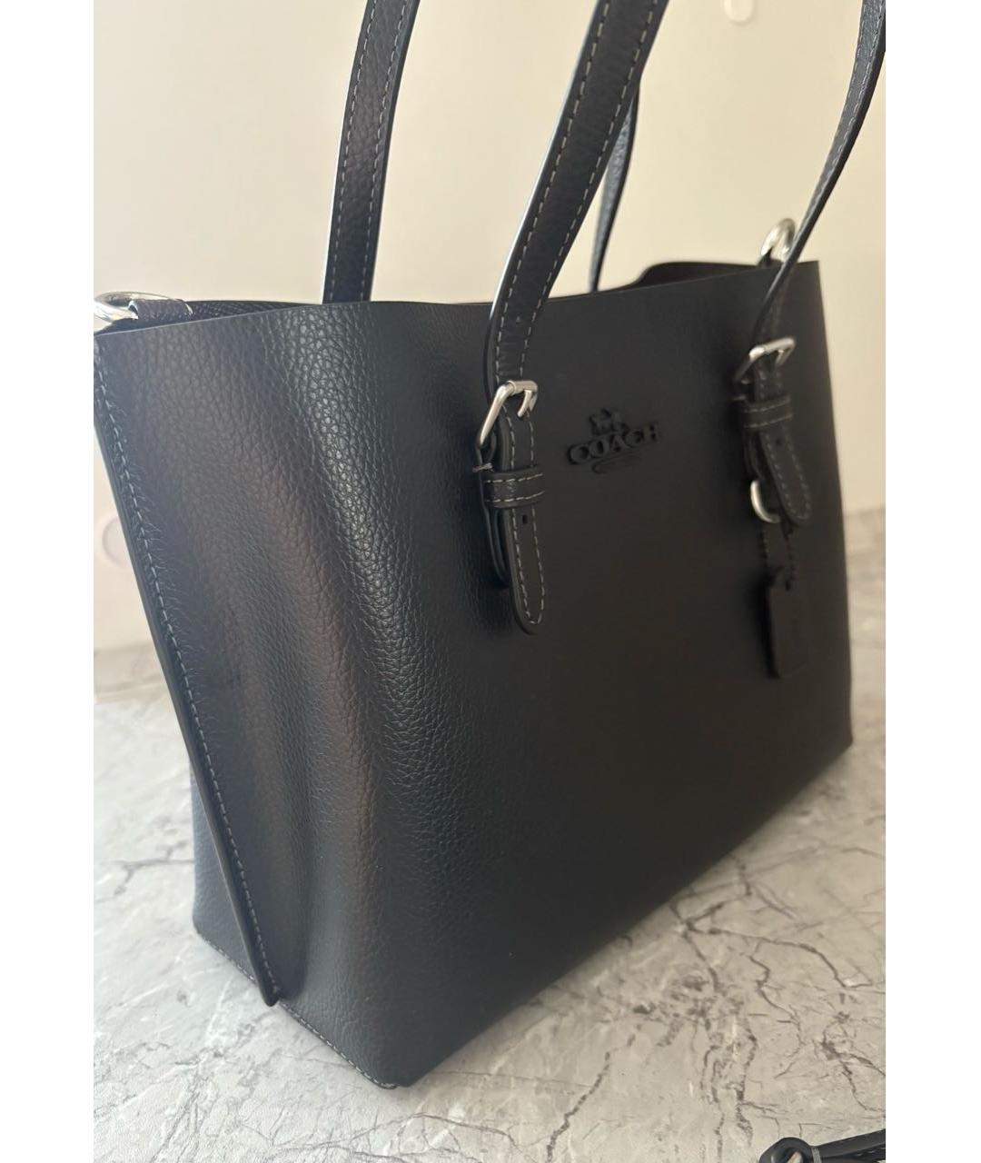 COACH Черная кожаная сумка тоут, фото 2