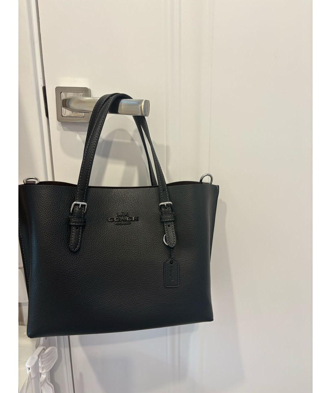 COACH Черная кожаная сумка тоут, фото 6