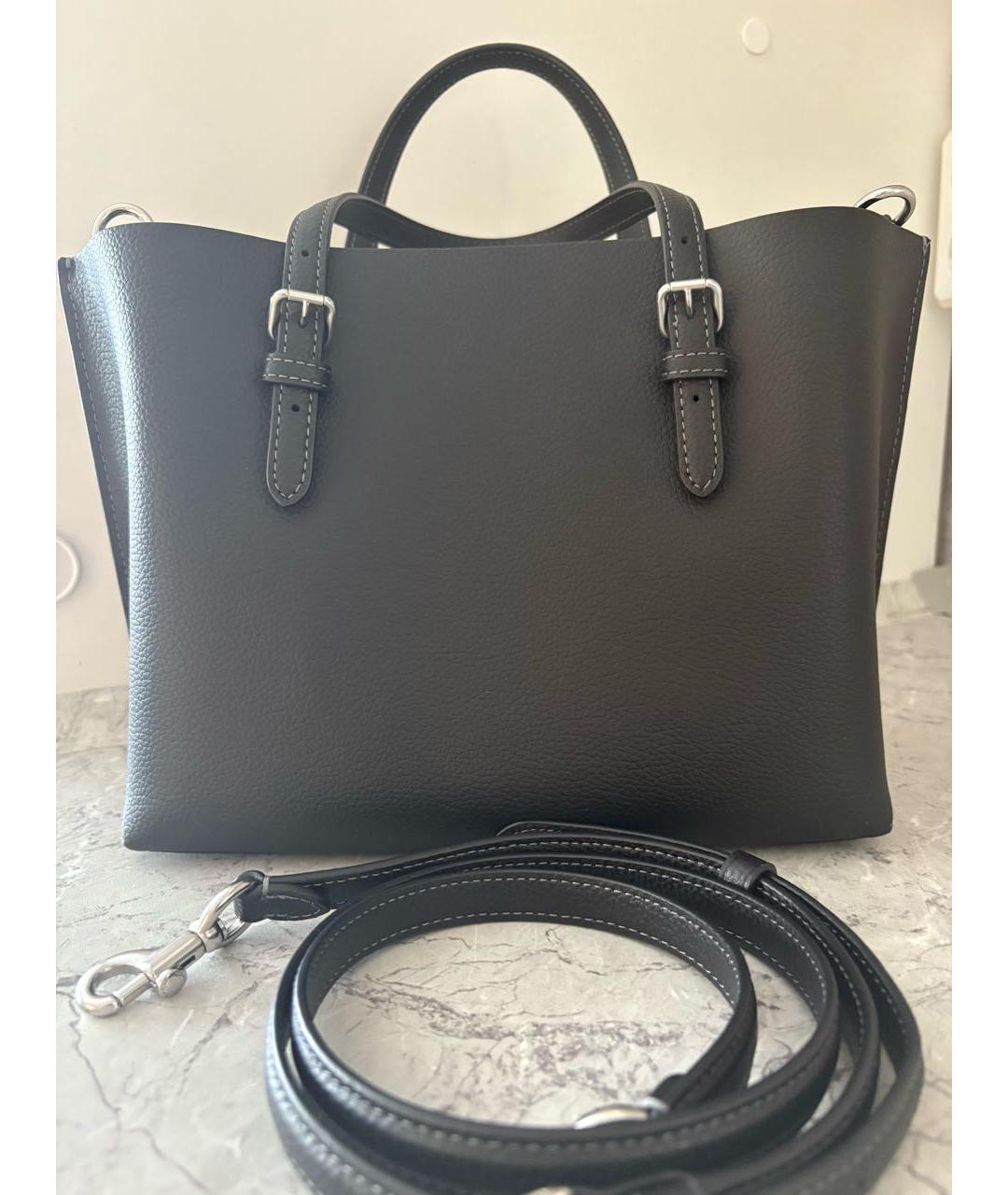 COACH Черная кожаная сумка тоут, фото 3