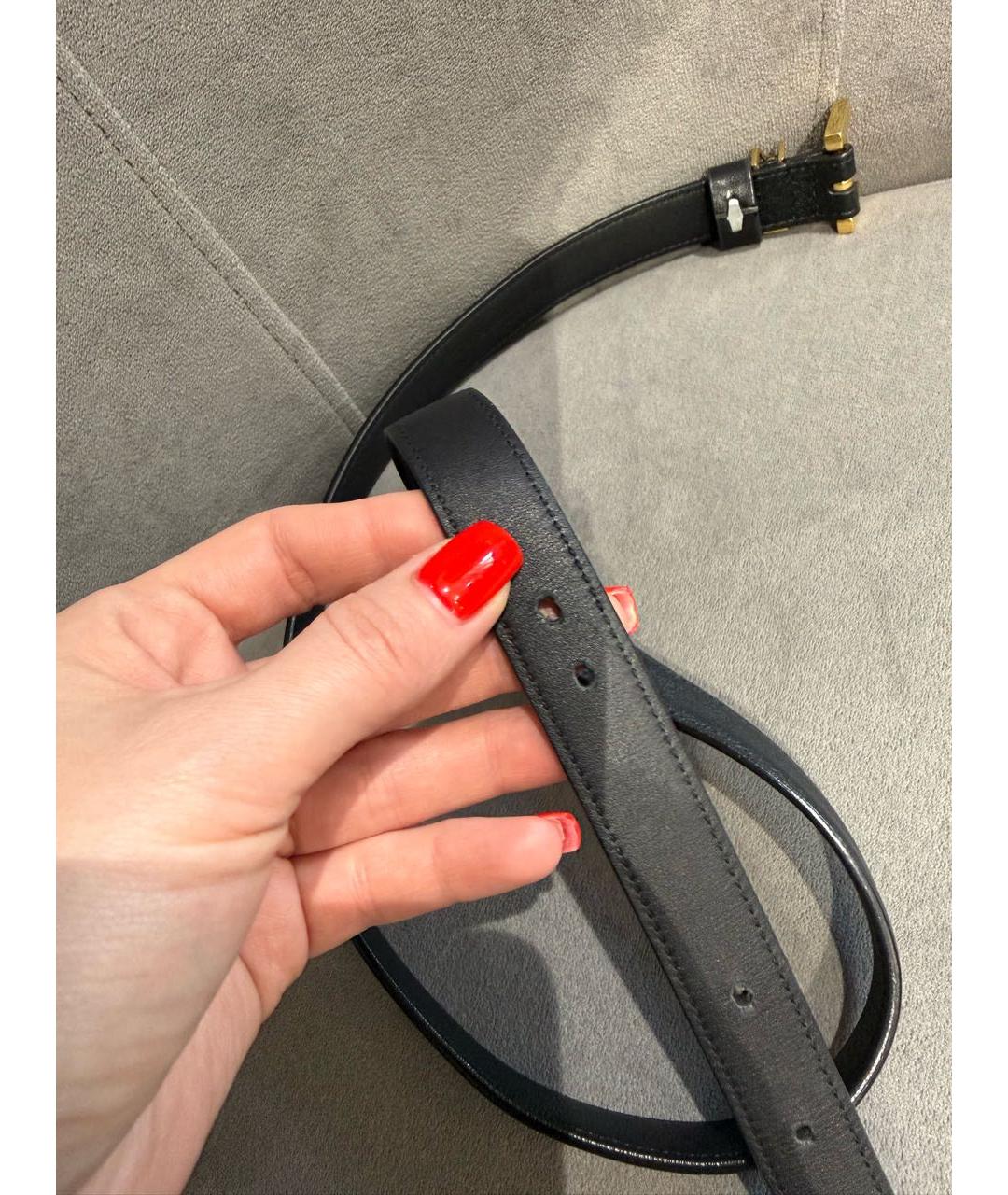 SAINT LAURENT Черный кожаный ремень, фото 5
