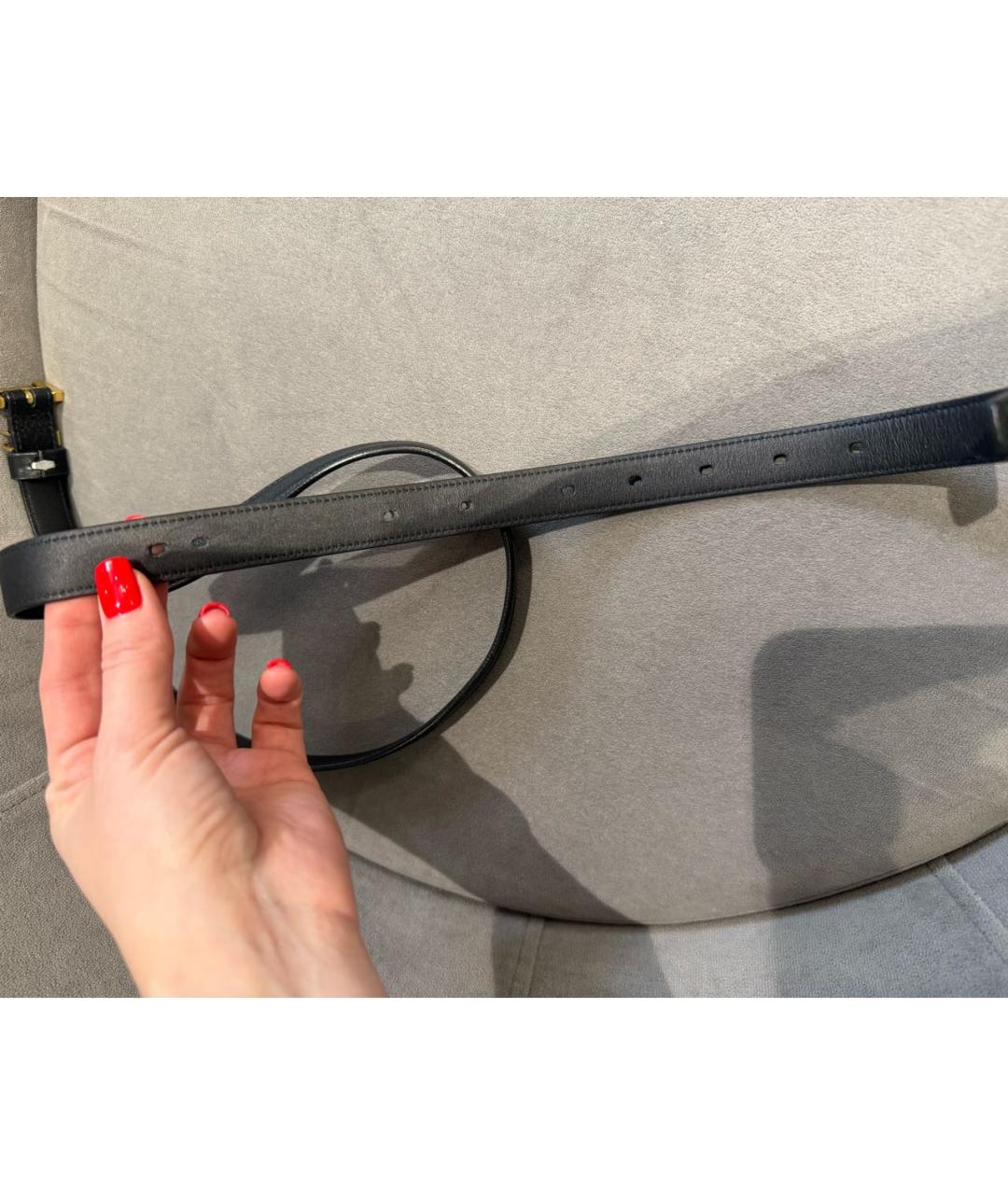 SAINT LAURENT Черный кожаный ремень, фото 4