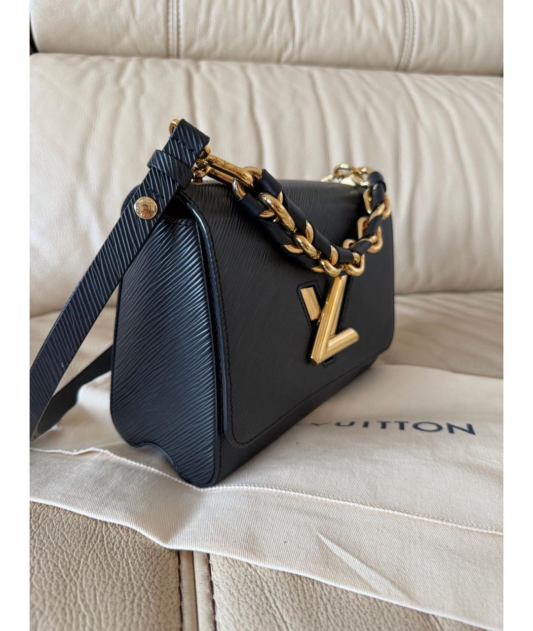 LOUIS VUITTON Черная кожаная сумка через плечо, фото 3