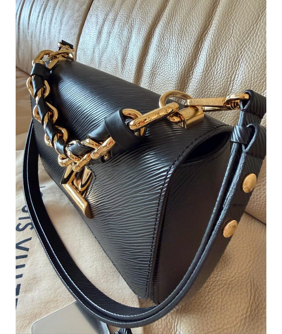 LOUIS VUITTON Черная кожаная сумка через плечо, фото 6