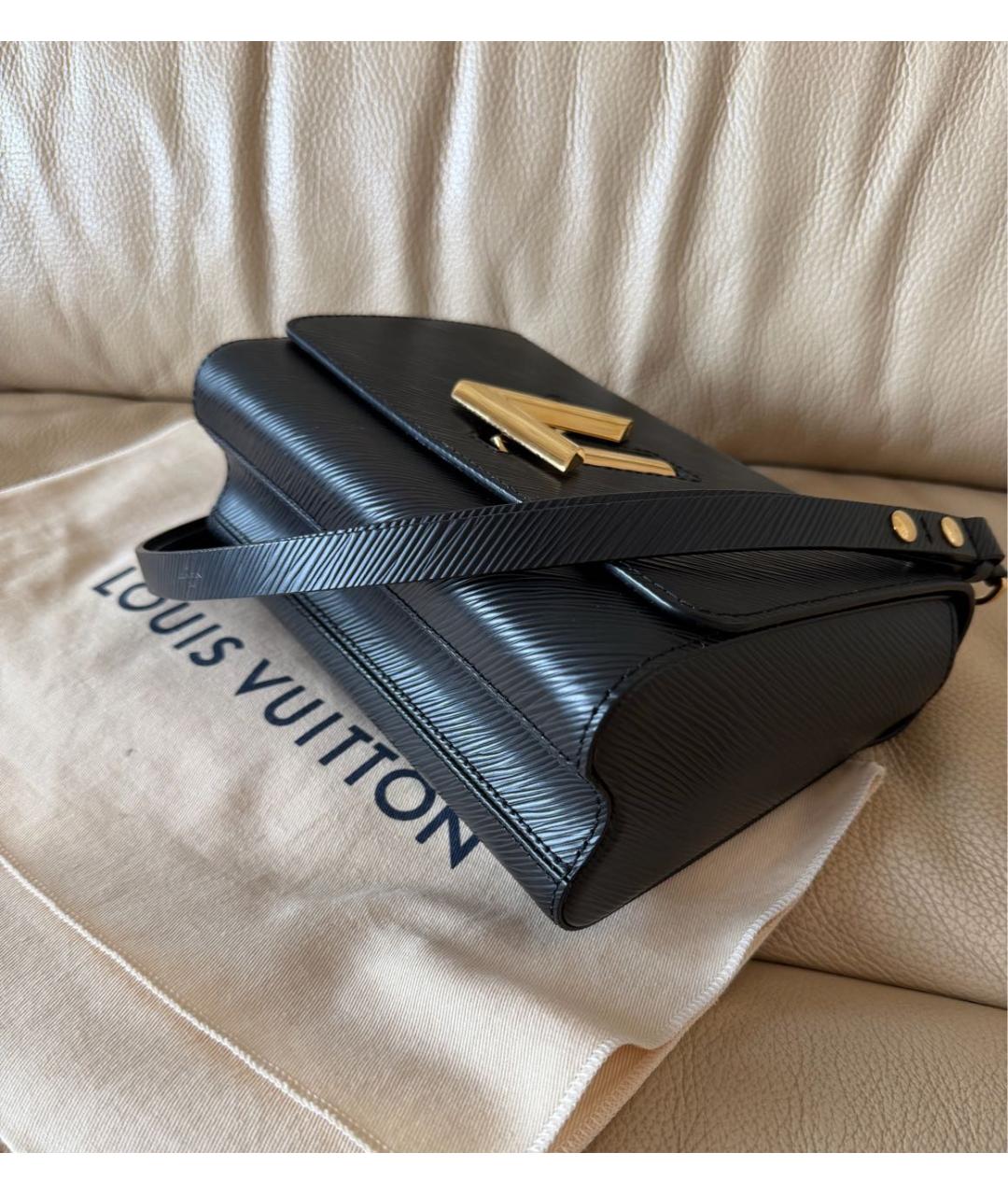 LOUIS VUITTON Черная кожаная сумка через плечо, фото 7