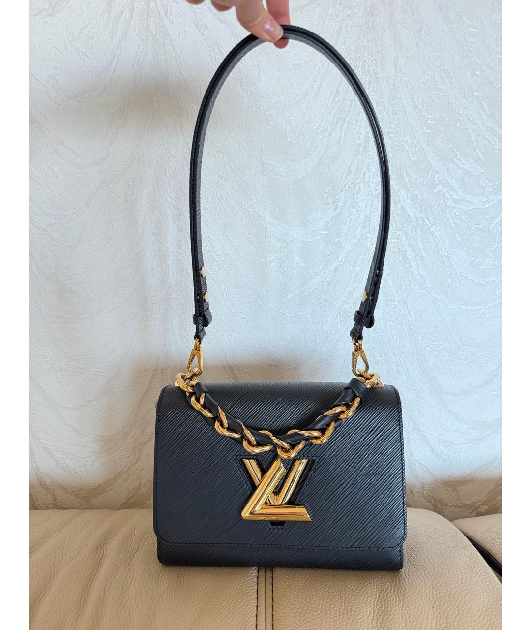 LOUIS VUITTON Черная кожаная сумка через плечо, фото 2