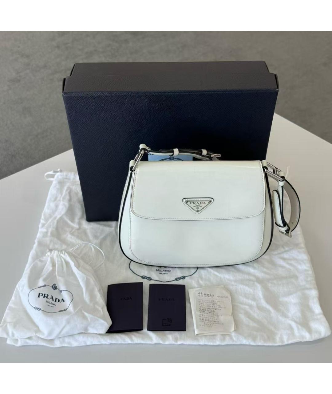 PRADA Белая кожаная сумка через плечо, фото 6