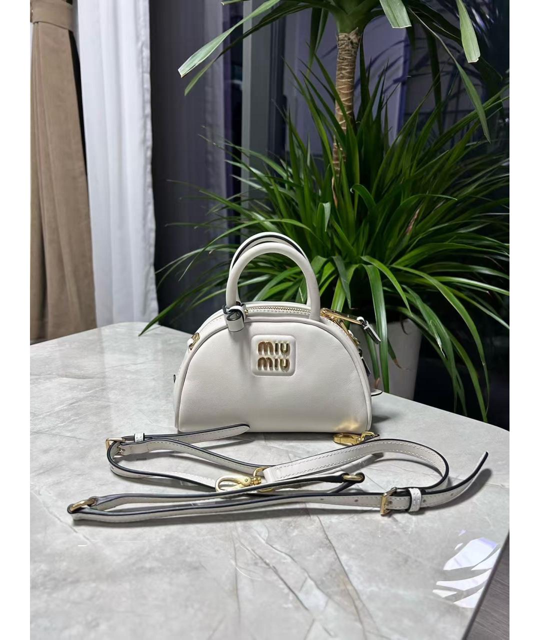 MIU MIU Белая кожаная сумка через плечо, фото 3