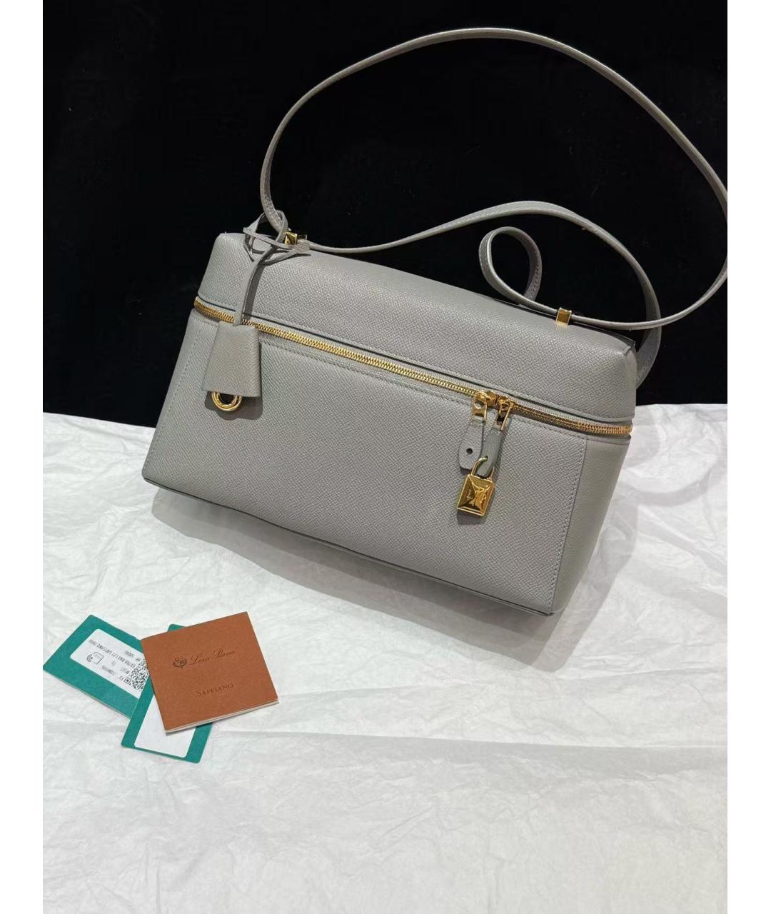 LORO PIANA Серая кожаная сумка через плечо, фото 5