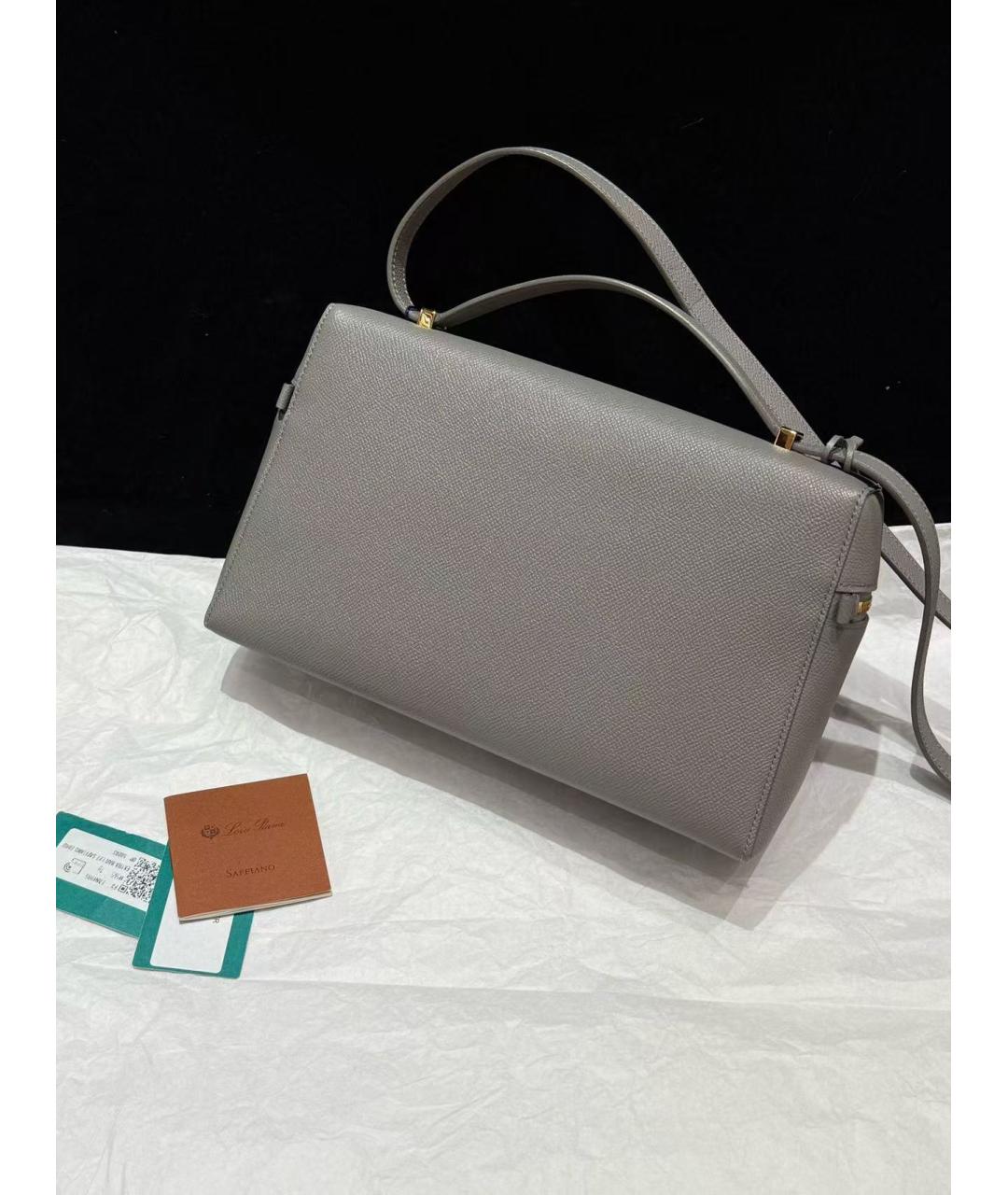 LORO PIANA Серая кожаная сумка через плечо, фото 2