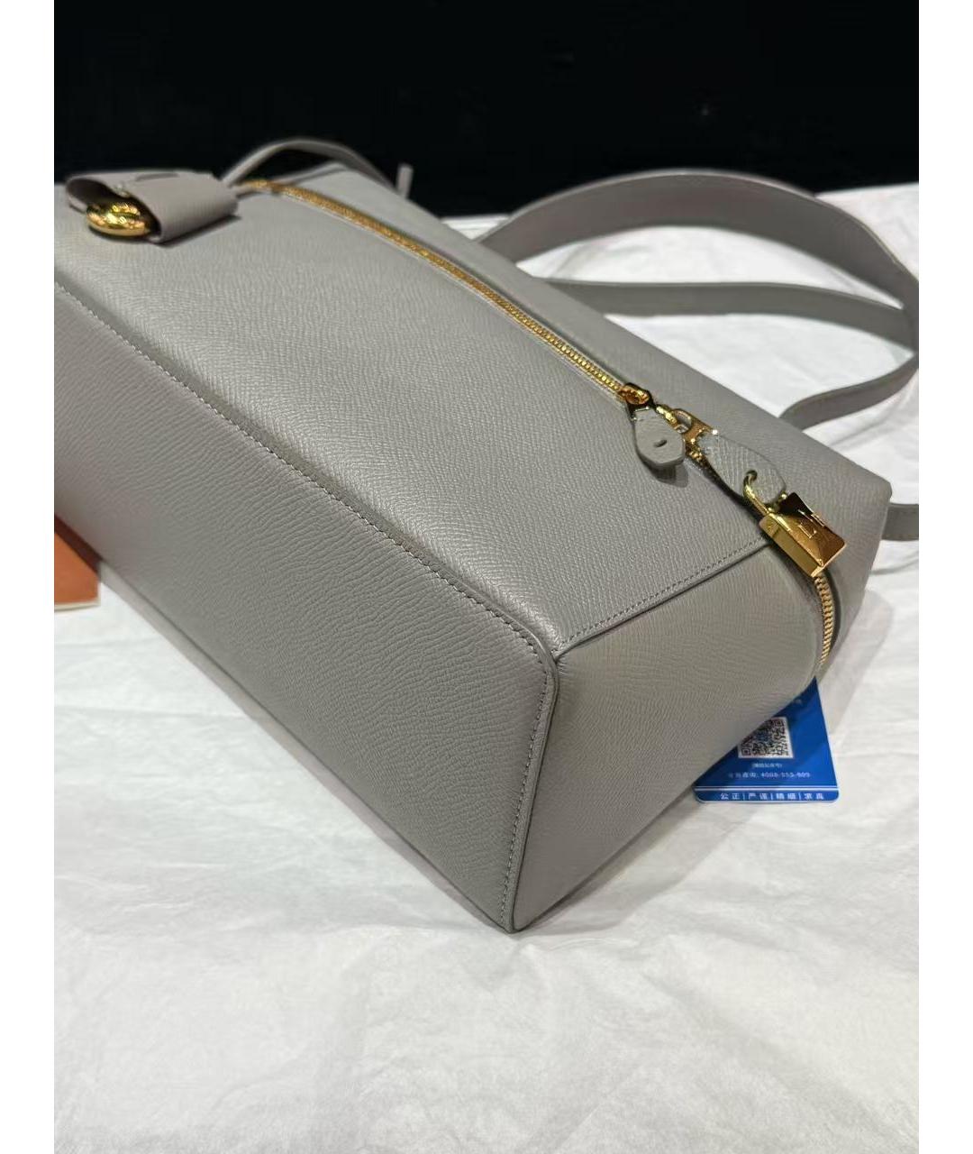 LORO PIANA Серая кожаная сумка через плечо, фото 3