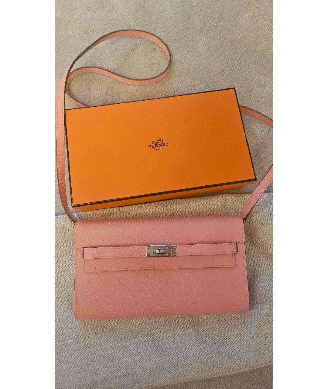 HERMES Розовая кожаная сумка через плечо, фото 2