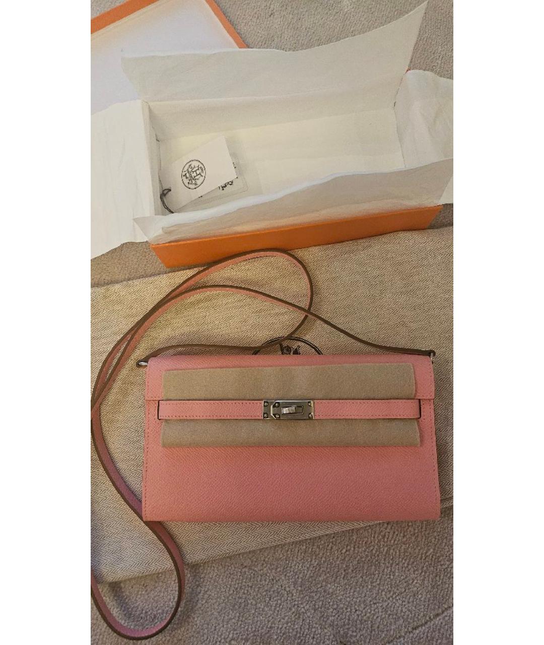 HERMES Розовая кожаная сумка через плечо, фото 3