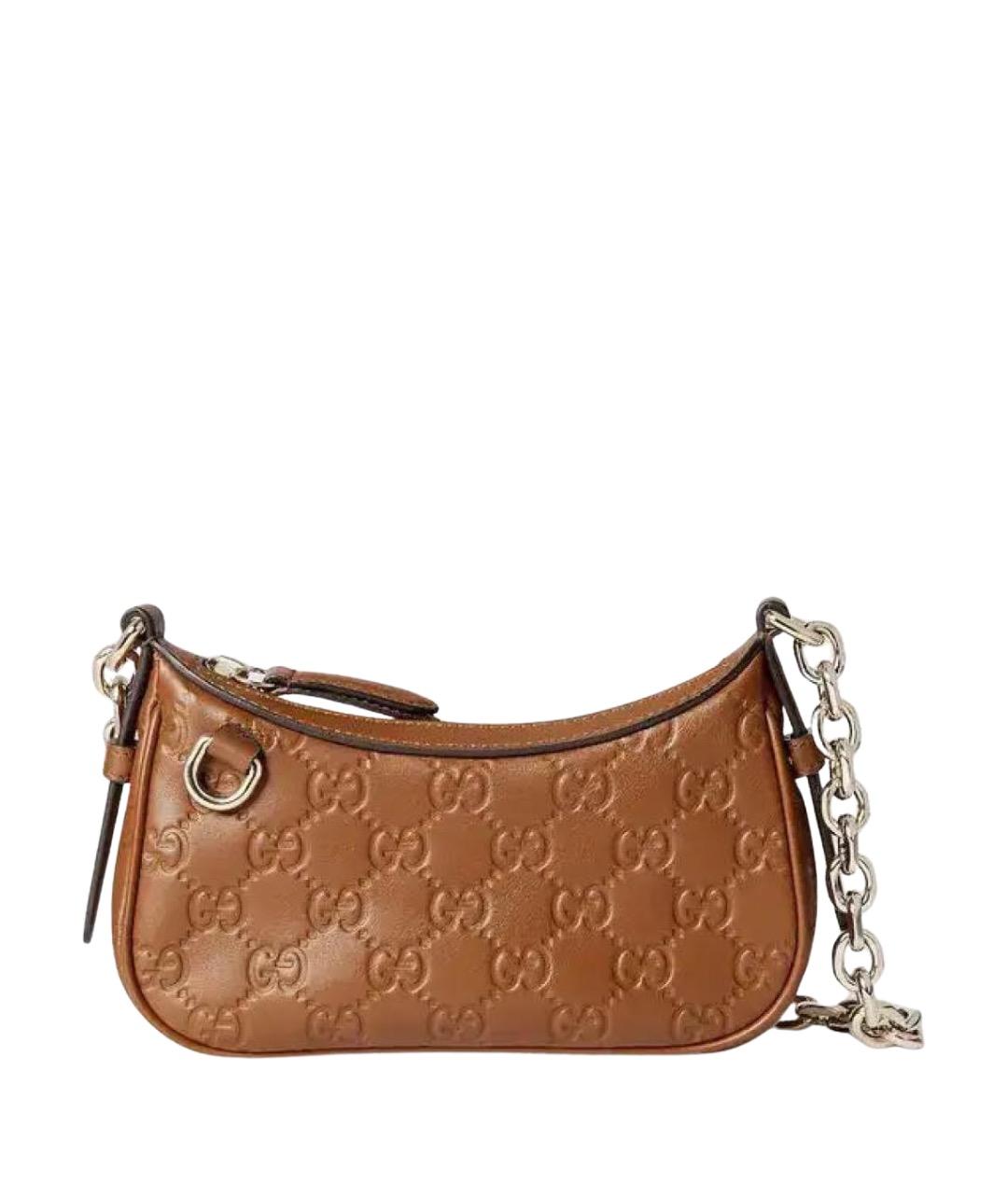 GUCCI Коричневая кожаная сумка через плечо, фото 1