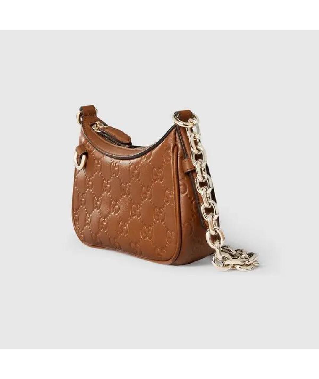 GUCCI Коричневая кожаная сумка через плечо, фото 2