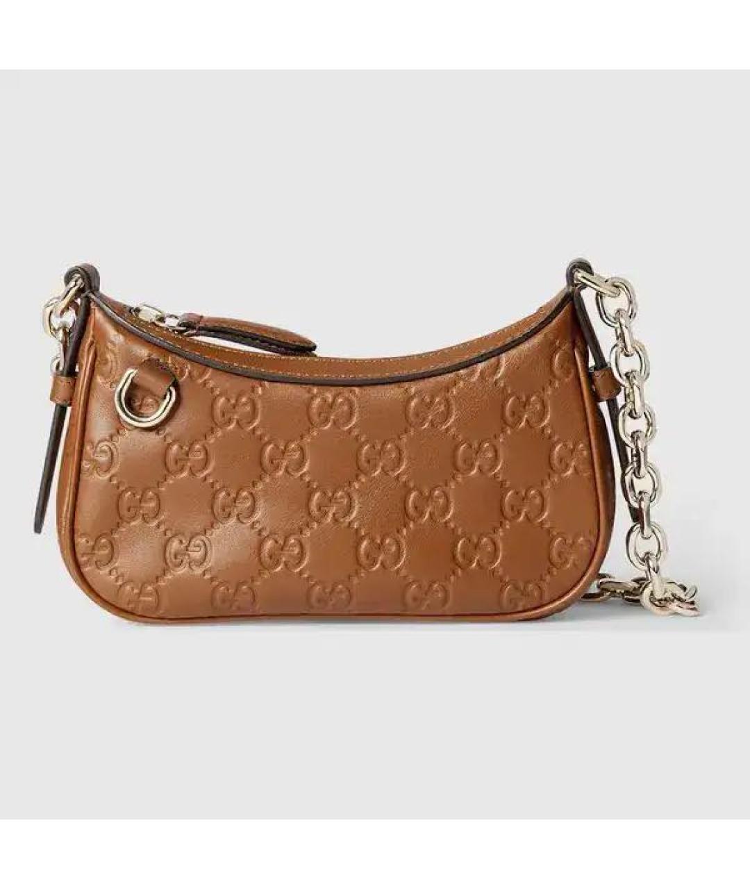 GUCCI Коричневая кожаная сумка через плечо, фото 5
