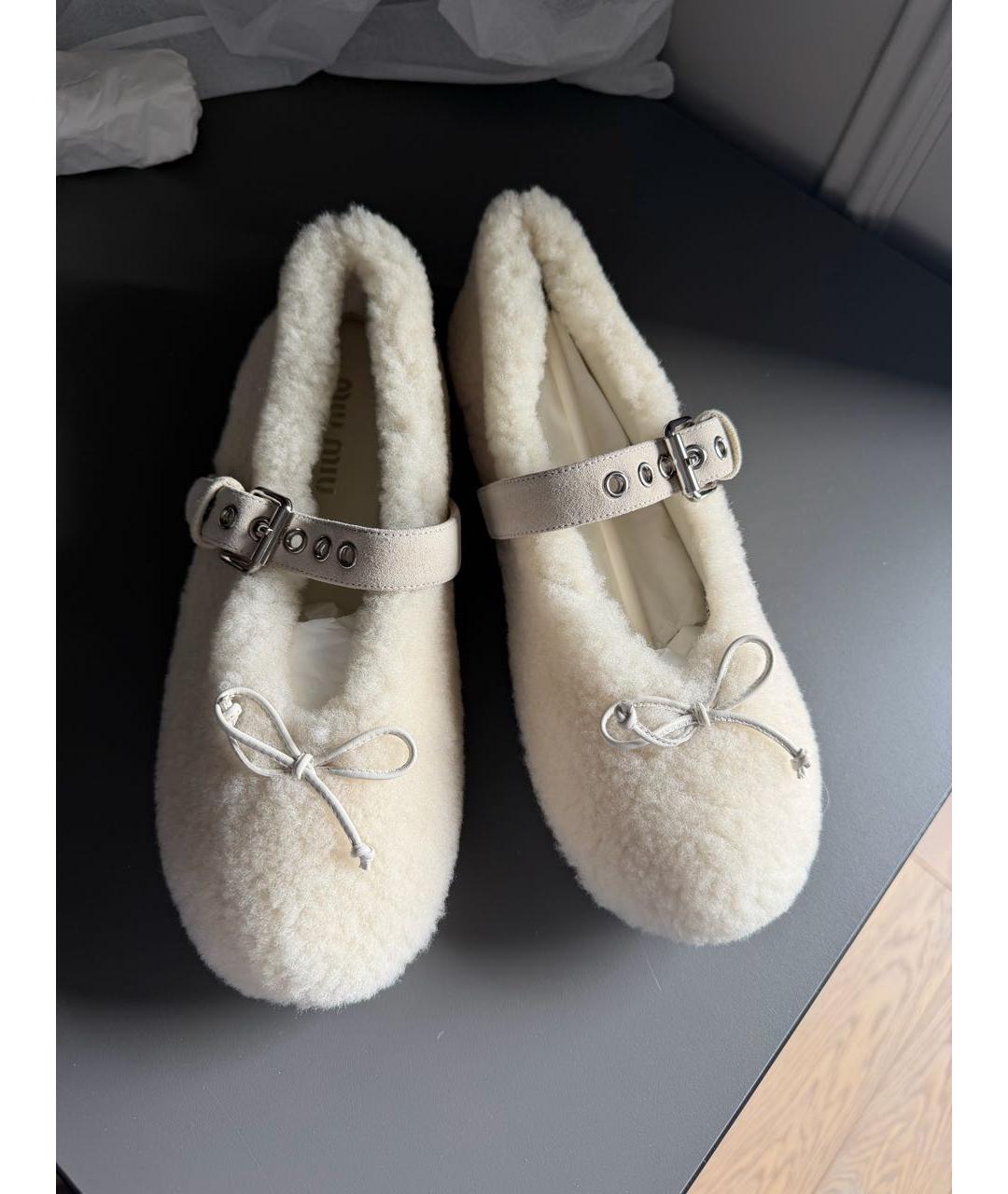 MIU MIU Белые балетки, фото 2