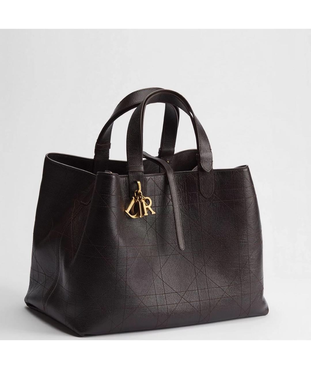 CHRISTIAN DIOR Коричневая кожаная сумка тоут, фото 3