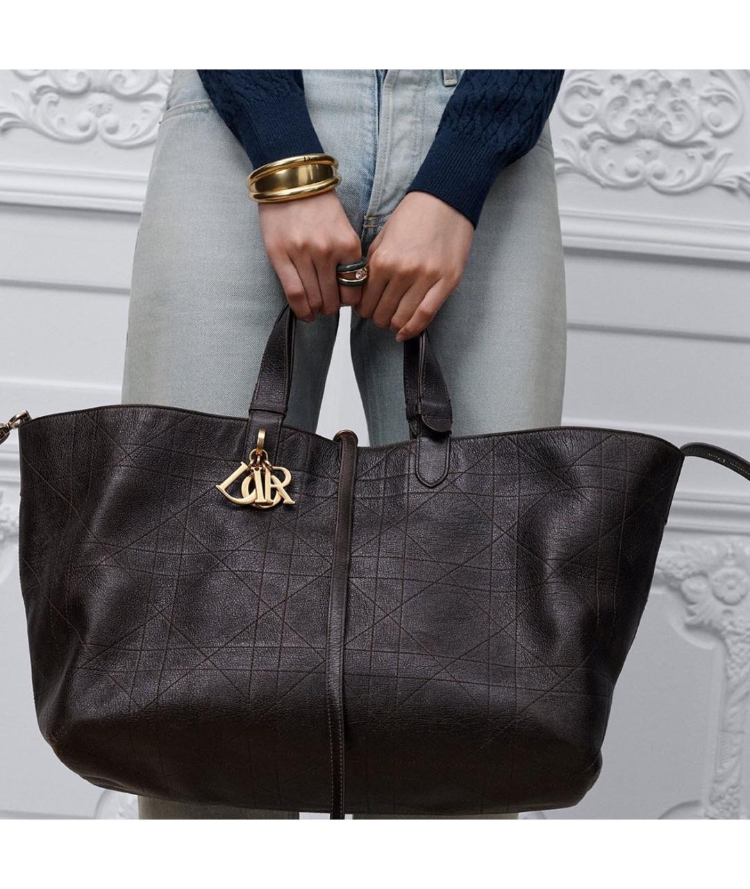 CHRISTIAN DIOR Коричневая кожаная сумка тоут, фото 2