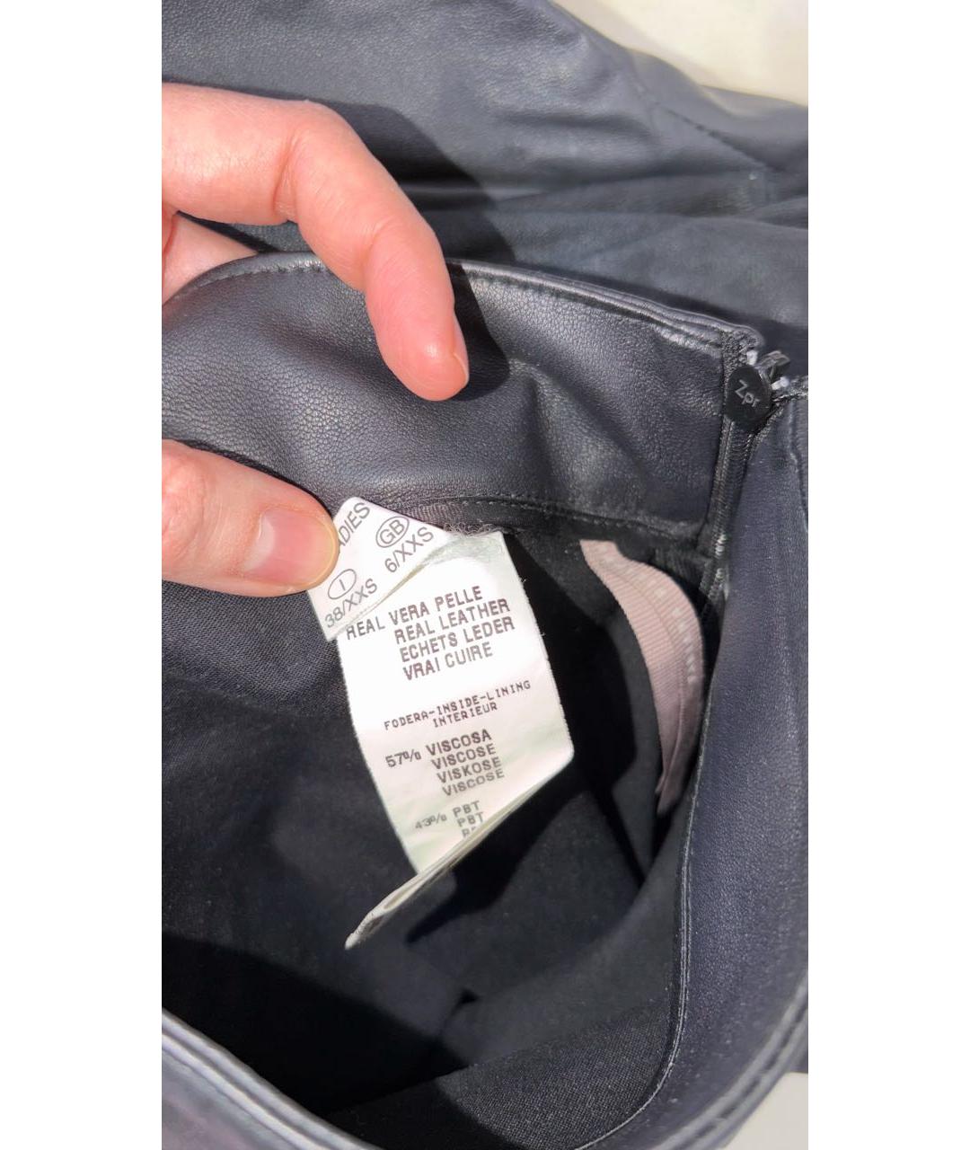 FABIANA FILIPPI Черные кожаные прямые брюки, фото 3