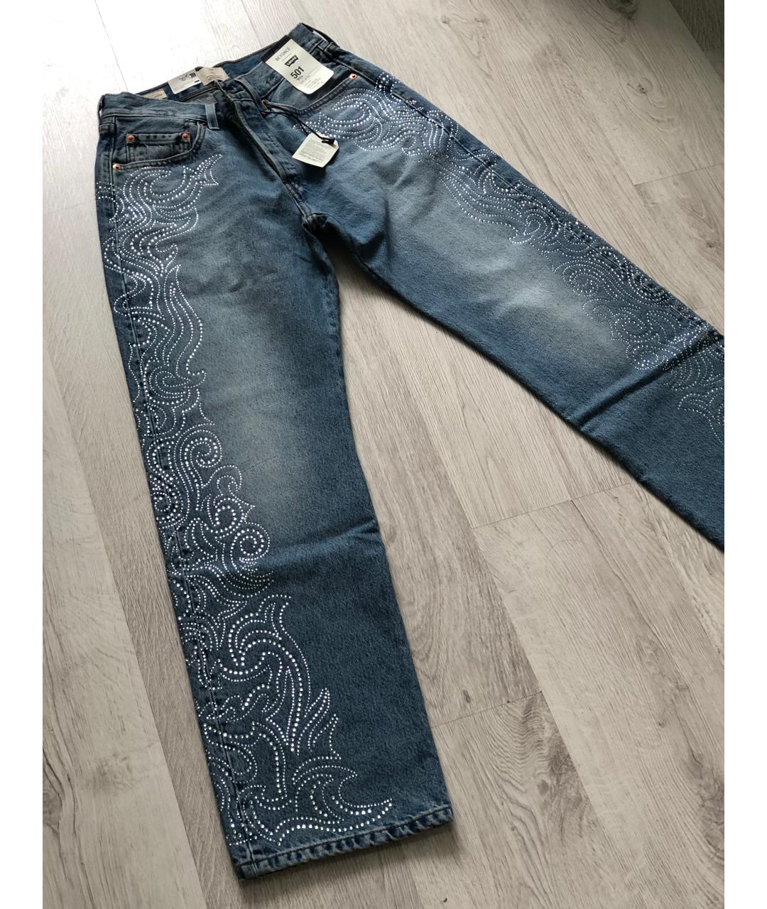 LEVI'S Голубые хлопковые прямые джинсы, фото 9