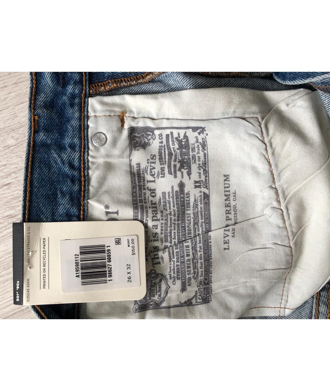 LEVI'S Голубые хлопковые прямые джинсы, фото 6