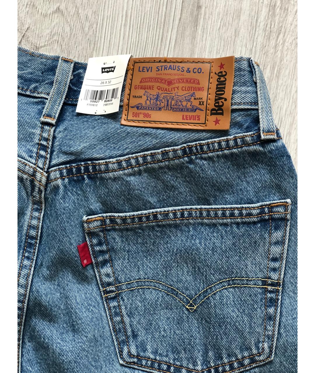 LEVI'S Голубые хлопковые прямые джинсы, фото 5