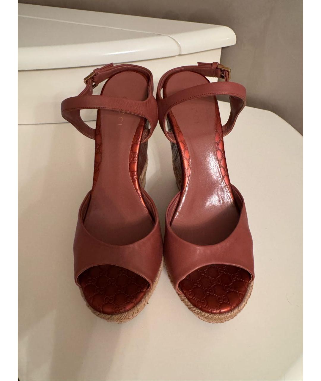 GUCCI Коричневые кожаные эспадрильи, фото 2