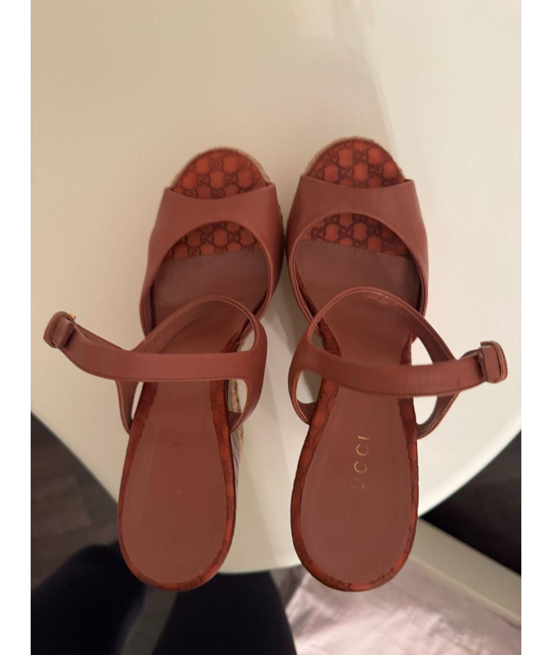 GUCCI Коричневые кожаные эспадрильи, фото 3